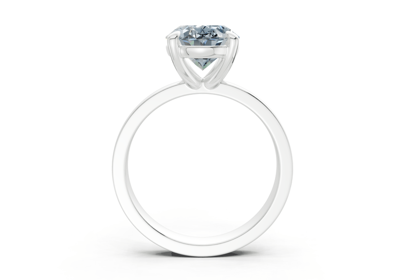 Aspen Blue Diamond Solitaire Oval Cut 3mm Engagement Ring - Ring Premier