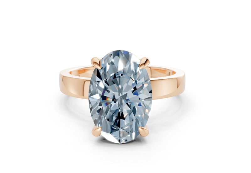 Aspen Blue Diamond Solitaire Oval Cut 3mm Engagement Ring - Ring Premier