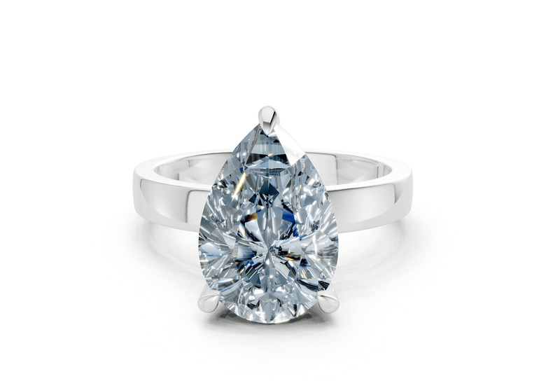 Aspen Blue Diamond Solitaire Pear Cut 3mm Engagement Ring - Ring Premier