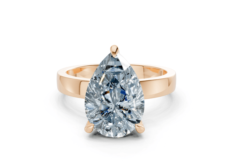 Aspen Blue Diamond Solitaire Pear Cut 3mm Engagement Ring - Ring Premier