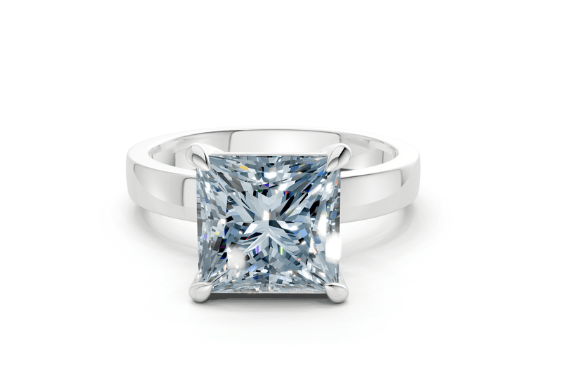 Aspen Blue Diamond Solitaire Princess Cut 3mm Engagement Ring - Ring Premier