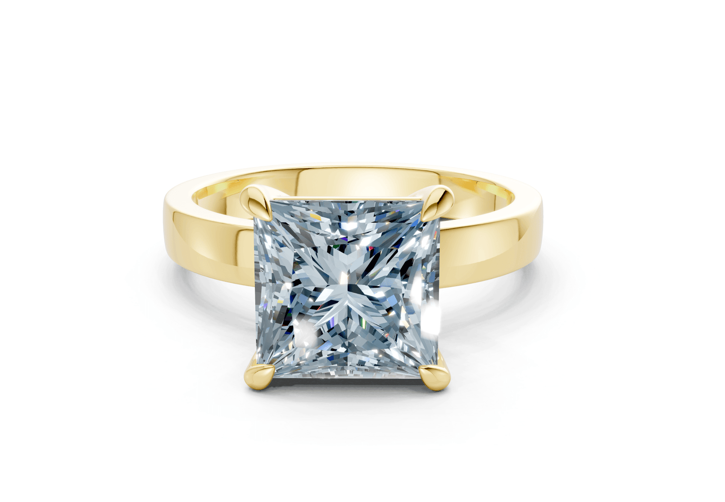 Aspen Blue Diamond Solitaire Princess Cut 3mm Engagement Ring - Ring Premier