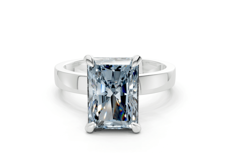 Aspen Blue Diamond Solitaire Radiant Cut 3mm Engagement Ring - Ring Premier
