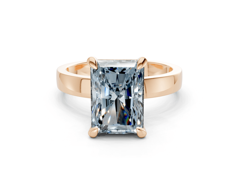 Aspen Blue Diamond Solitaire Radiant Cut 3mm Engagement Ring - Ring Premier