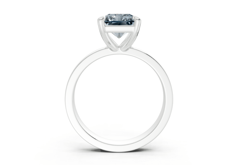Aspen Blue Diamond Solitaire Radiant Cut 3mm Engagement Ring - Ring Premier