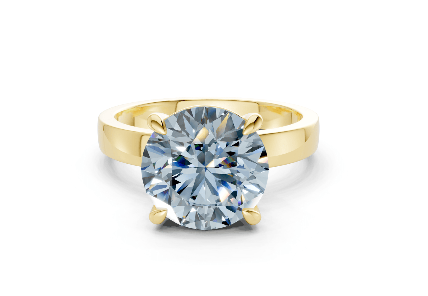 Aspen Blue Diamond Solitaire Round Cut 3mm Engagement Ring - Ring Premier