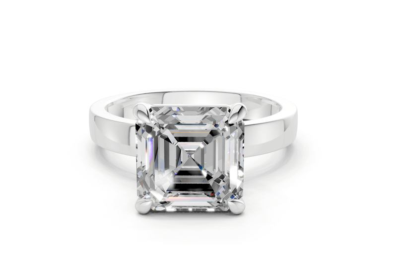 Aspen Diamond Solitaire Asscher Cut 3mm Engagement Ring - Ring Premier