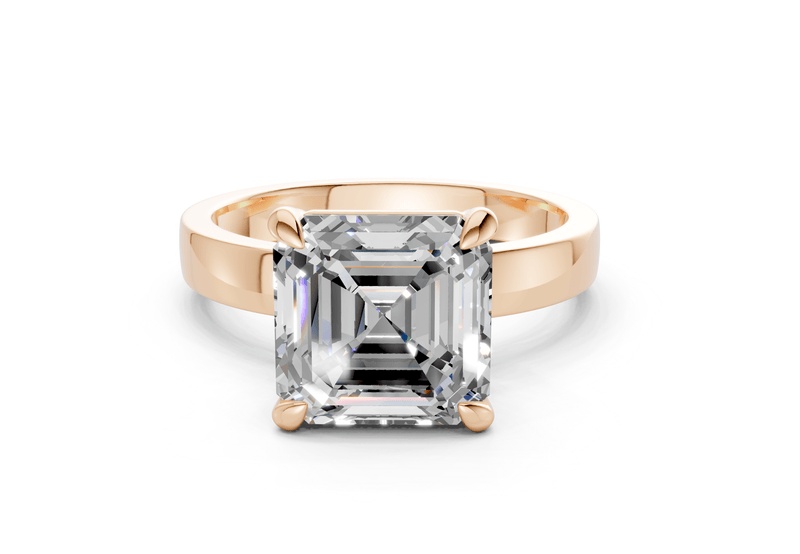 Aspen Diamond Solitaire Asscher Cut 3mm Engagement Ring - Ring Premier