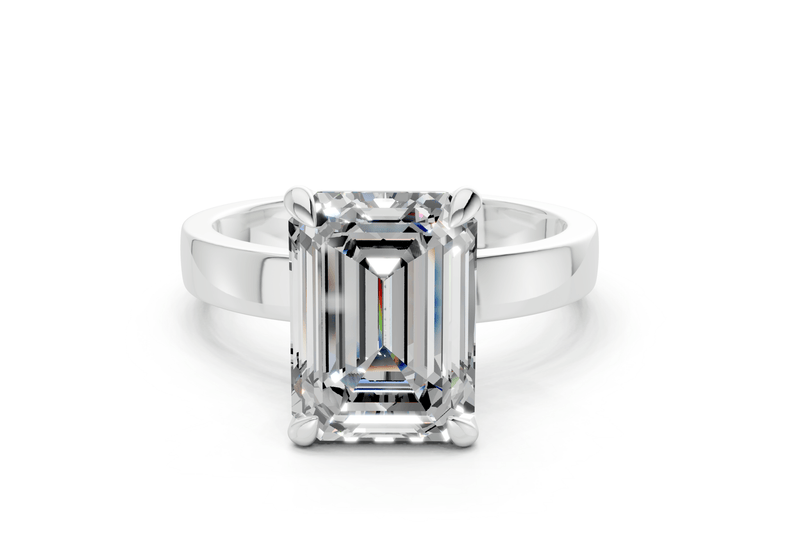 Aspen Diamond Solitaire Emerald Cut 3mm Engagement Ring - Ring Premier