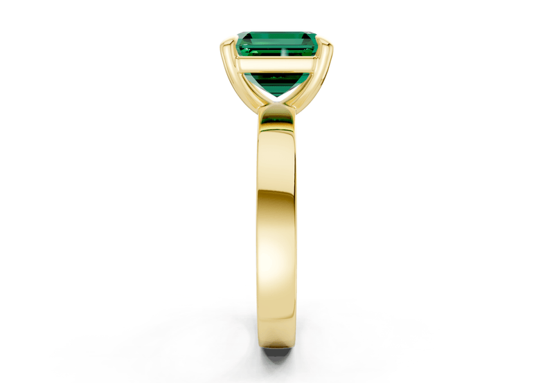 Aspen Emerald Gemstone Solitaire Asscher Cut 3mm Engagement Ring - Ring Premier