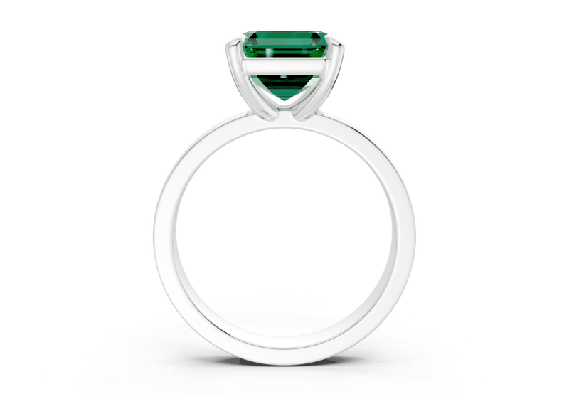 Aspen Emerald Gemstone Solitaire Asscher Cut 3mm Engagement Ring - Ring Premier