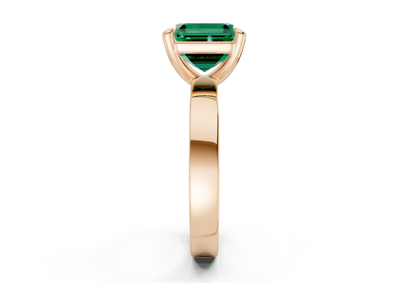 Aspen Emerald Gemstone Solitaire Asscher Cut 3mm Engagement Ring - Ring Premier