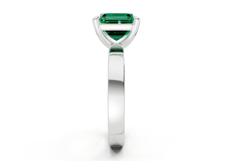 Aspen Emerald Gemstone Solitaire Asscher Cut 3mm Engagement Ring - Ring Premier