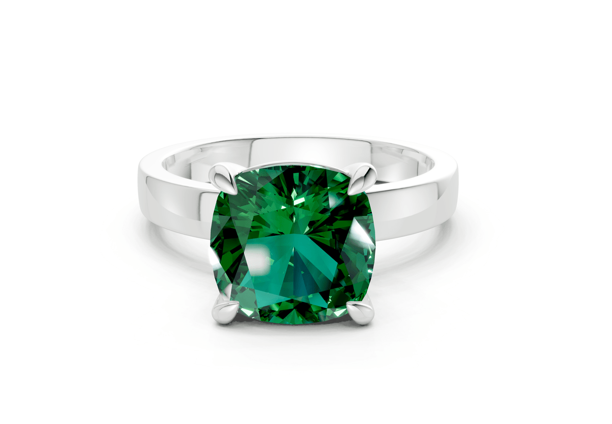 Aspen Emerald Gemstone Solitaire Cushion Squareuare Cut 3mm Engagement Ring