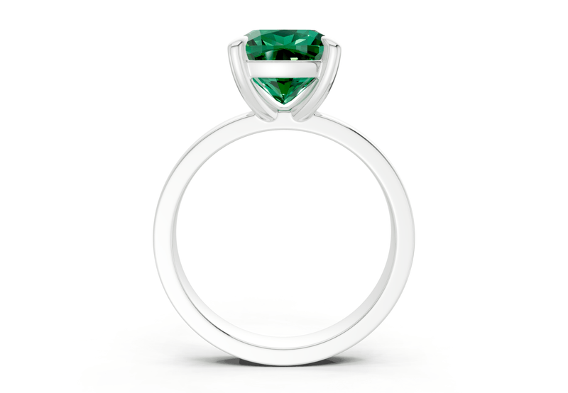 Aspen Emerald Gemstone Solitaire Cushion Squareuare Cut 3mm Engagement Ring - Ring Premier