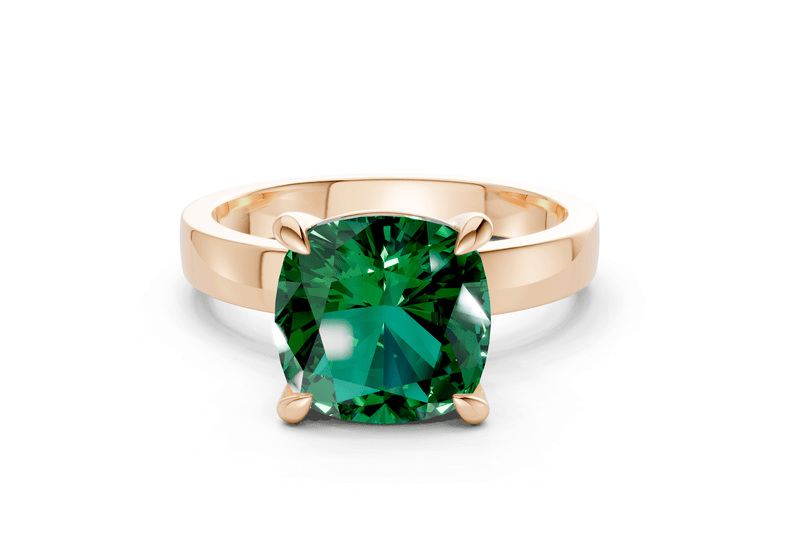 Aspen Emerald Gemstone Solitaire Cushion Squareuare Cut 3mm Engagement Ring - Ring Premier