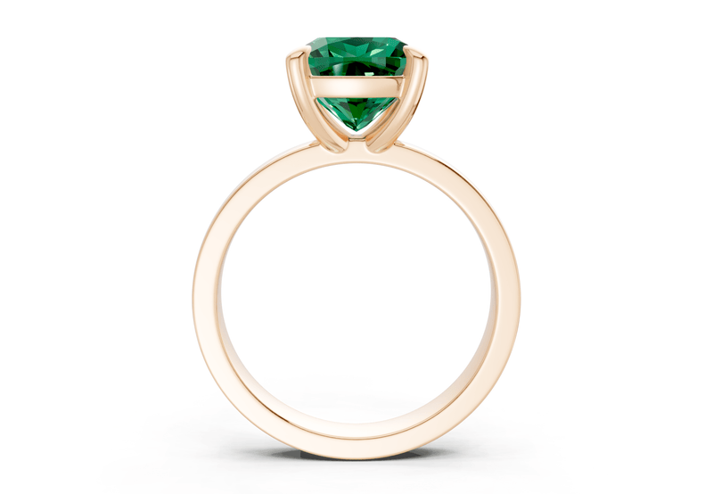 Aspen Emerald Gemstone Solitaire Cushion Squareuare Cut 3mm Engagement Ring - Ring Premier