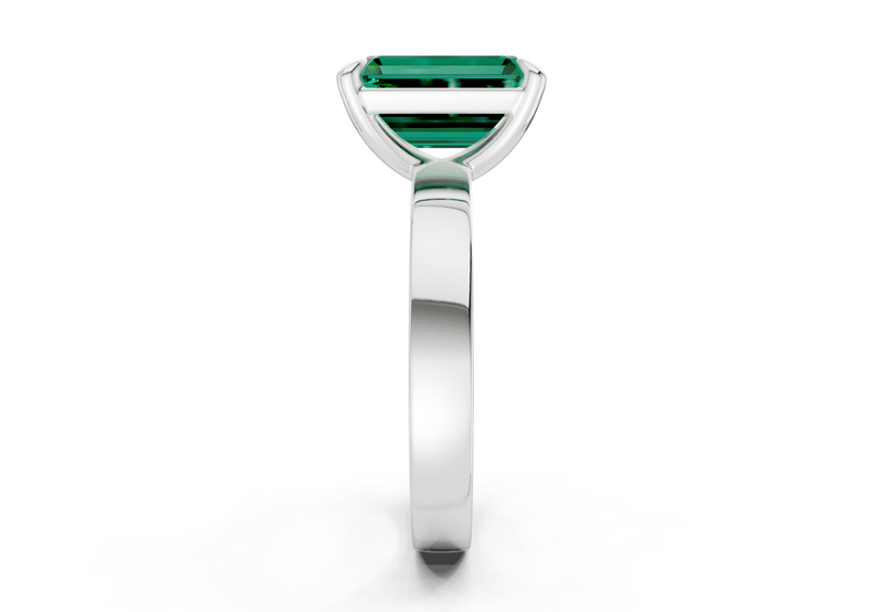 Aspen Emerald Gemstone Solitaire Emerald Cut 3mm Engagement Ring - Ring Premier