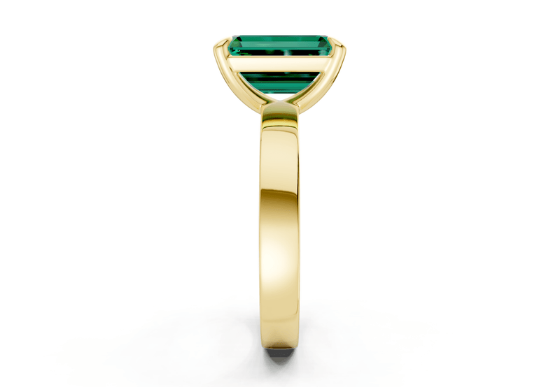 Aspen Emerald Gemstone Solitaire Emerald Cut 3mm Engagement Ring - Ring Premier