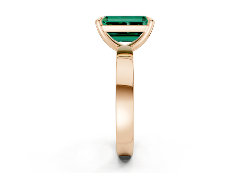 Aspen Emerald Gemstone Solitaire Emerald Cut 3mm Engagement Ring - Ring Premier