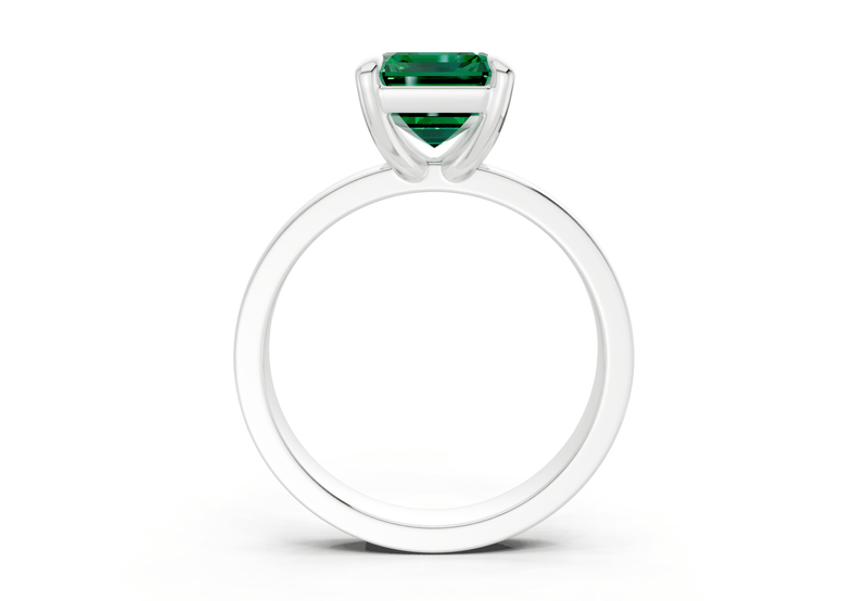 Aspen Emerald Gemstone Solitaire Emerald Cut 3mm Engagement Ring - Ring Premier