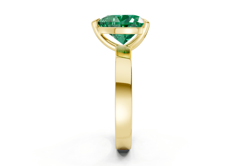 Aspen Emerald Gemstone Solitaire Heart Cut 3mm Engagement Ring - Ring Premier