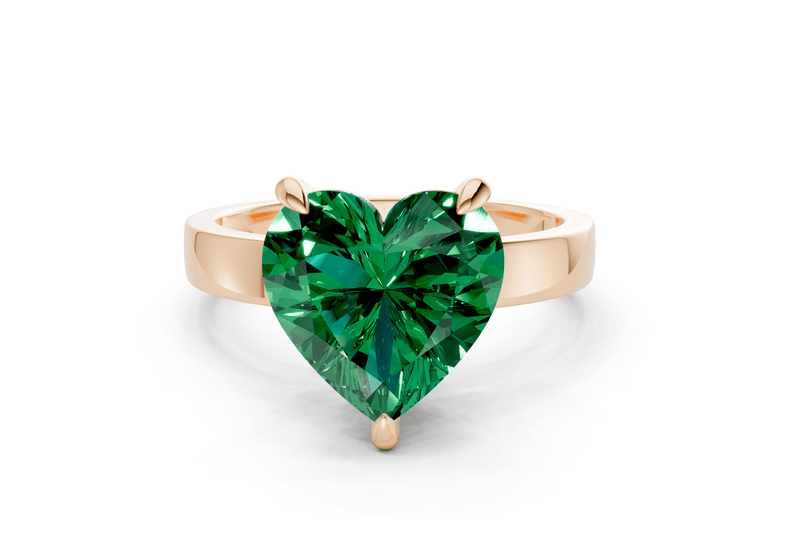 Aspen Emerald Gemstone Solitaire Heart Cut 3mm Engagement Ring - Ring Premier