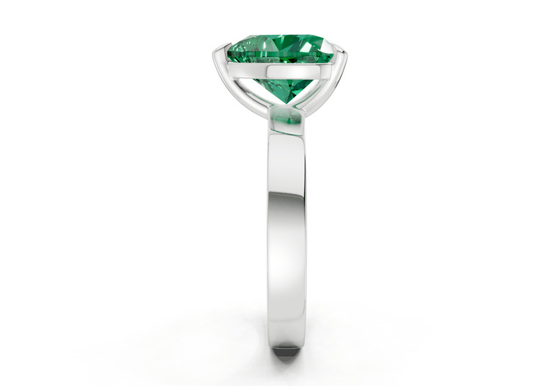 Aspen Emerald Gemstone Solitaire Heart Cut 3mm Engagement Ring - Ring Premier