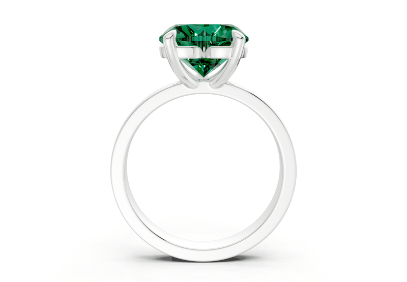 Aspen Emerald Gemstone Solitaire Heart Cut 3mm Engagement Ring - Ring Premier