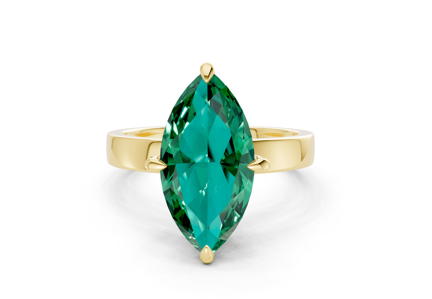 Aspen Emerald Gemstone Solitaire Marquise Cut 3mm Engagement Ring - Ring Premier