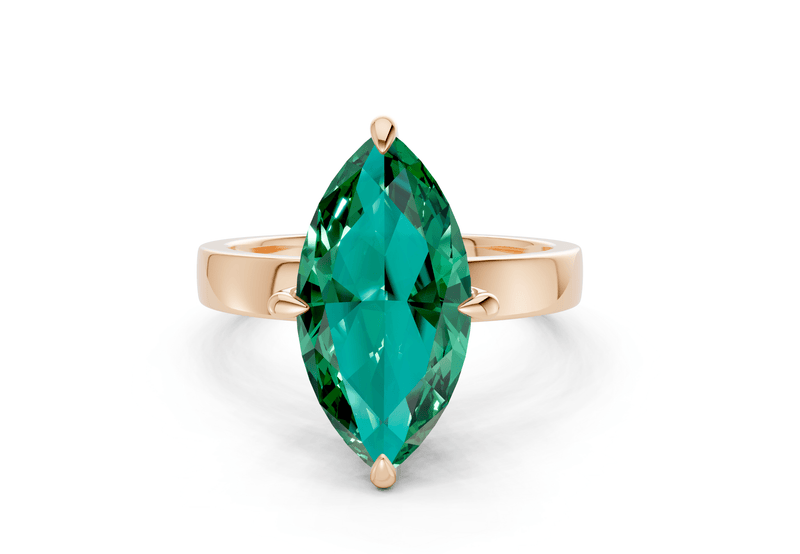 Aspen Emerald Gemstone Solitaire Marquise Cut 3mm Engagement Ring - Ring Premier