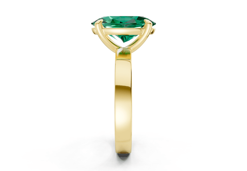 Aspen Emerald Gemstone Solitaire Oval Cut 3mm Engagement Ring - Ring Premier