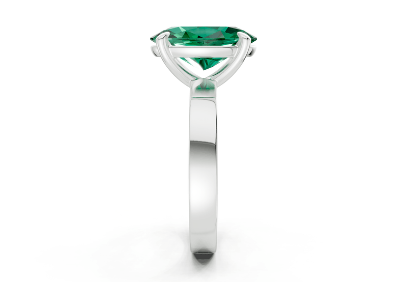 Aspen Emerald Gemstone Solitaire Oval Cut 3mm Engagement Ring - Ring Premier