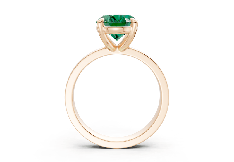 Aspen Emerald Gemstone Solitaire Oval Cut 3mm Engagement Ring - Ring Premier