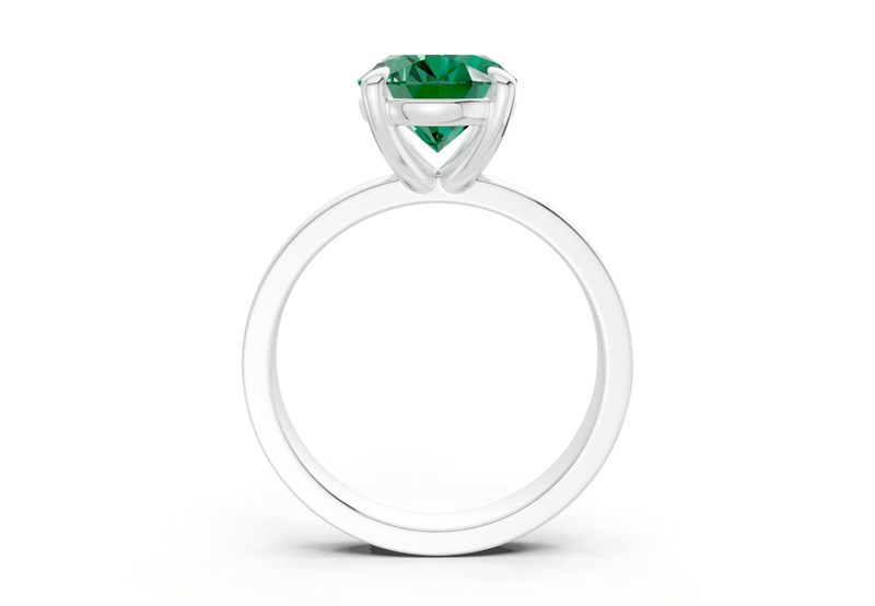 Aspen Emerald Gemstone Solitaire Oval Cut 3mm Engagement Ring - Ring Premier