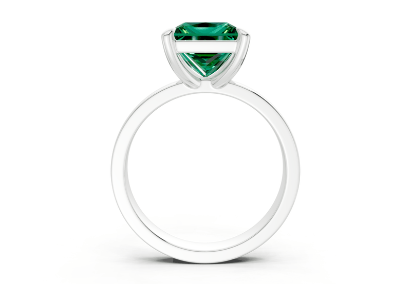 Aspen Emerald Gemstone Solitaire Princess Cut 3mm Engagement Ring - Ring Premier