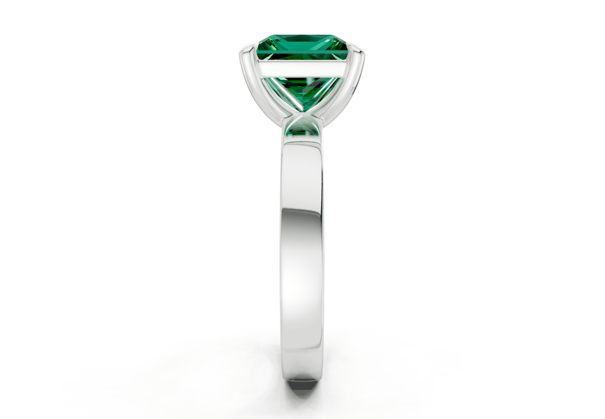 Aspen Emerald Gemstone Solitaire Princess Cut 3mm Engagement Ring