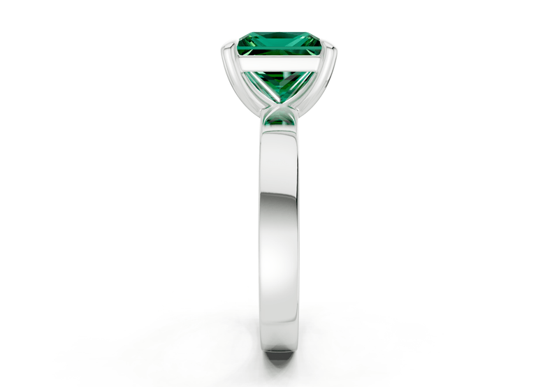 Aspen Emerald Gemstone Solitaire Princess Cut 3mm Engagement Ring - Ring Premier
