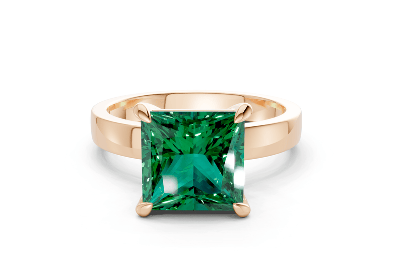 Aspen Emerald Gemstone Solitaire Princess Cut 3mm Engagement Ring - Ring Premier