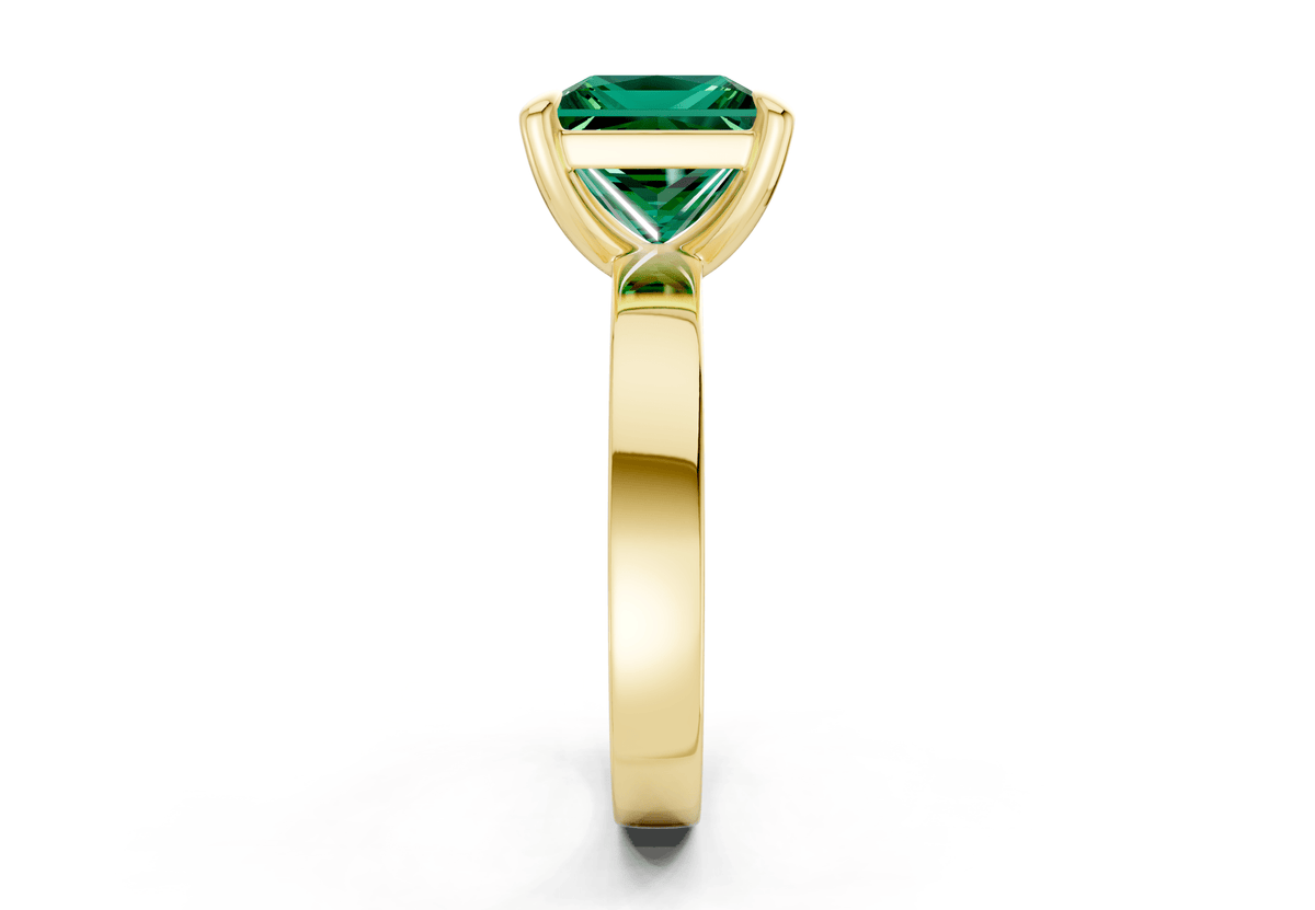 Aspen Emerald Gemstone Solitaire Princess Cut 3mm Engagement Ring
