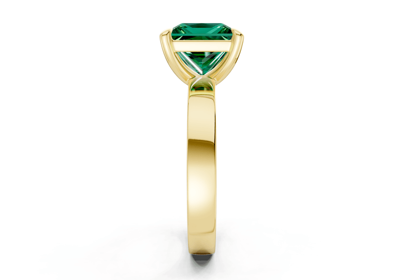Aspen Emerald Gemstone Solitaire Princess Cut 3mm Engagement Ring - Ring Premier