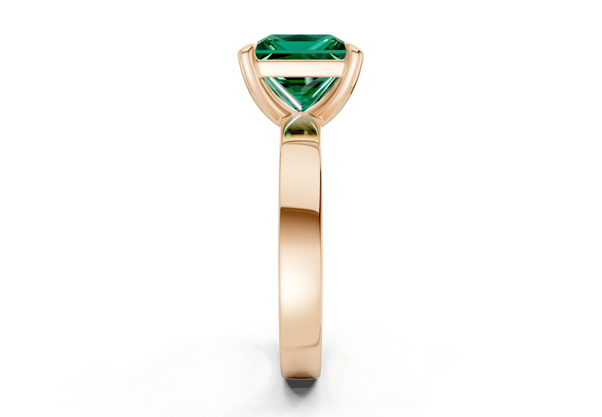 Aspen Emerald Gemstone Solitaire Princess Cut 3mm Engagement Ring
