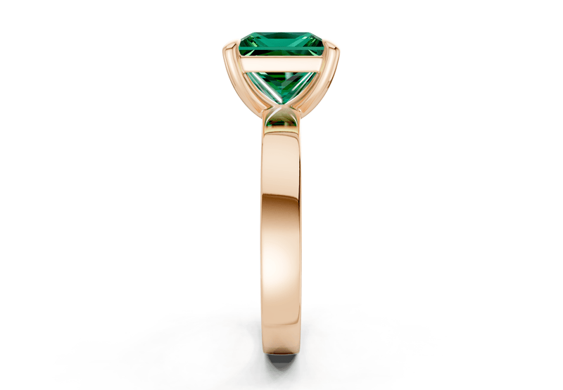 Aspen Emerald Gemstone Solitaire Princess Cut 3mm Engagement Ring - Ring Premier