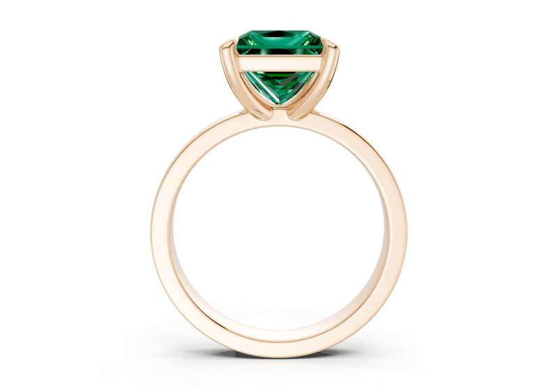 Aspen Emerald Gemstone Solitaire Princess Cut 3mm Engagement Ring - Ring Premier
