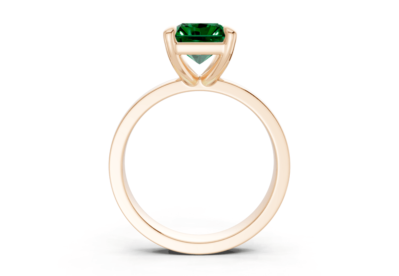 Aspen Emerald Gemstone Solitaire Radiant Cut 3mm Engagement Ring - Ring Premier