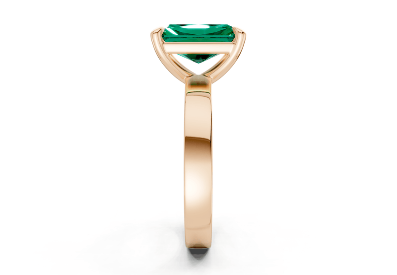 Aspen Emerald Gemstone Solitaire Radiant Cut 3mm Engagement Ring - Ring Premier