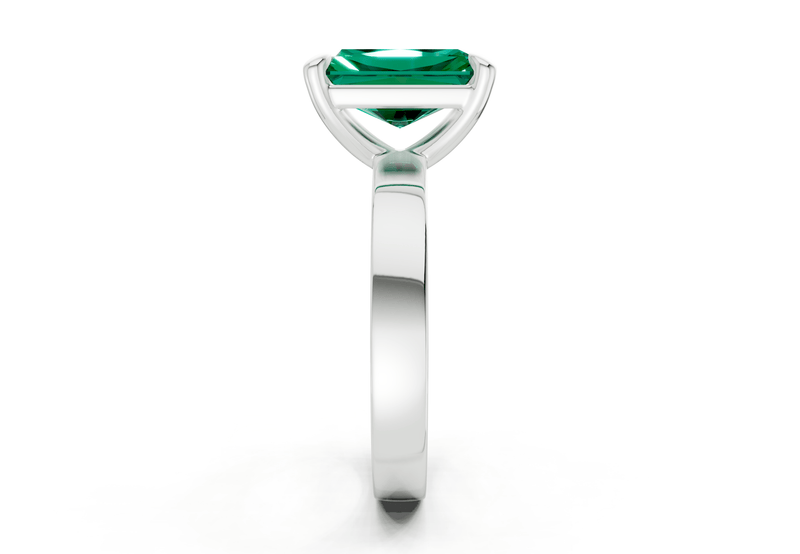 Aspen Emerald Gemstone Solitaire Radiant Cut 3mm Engagement Ring - Ring Premier