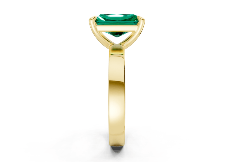 Aspen Emerald Gemstone Solitaire Radiant Cut 3mm Engagement Ring - Ring Premier