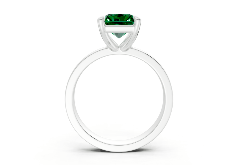 Aspen Emerald Gemstone Solitaire Radiant Cut 3mm Engagement Ring - Ring Premier