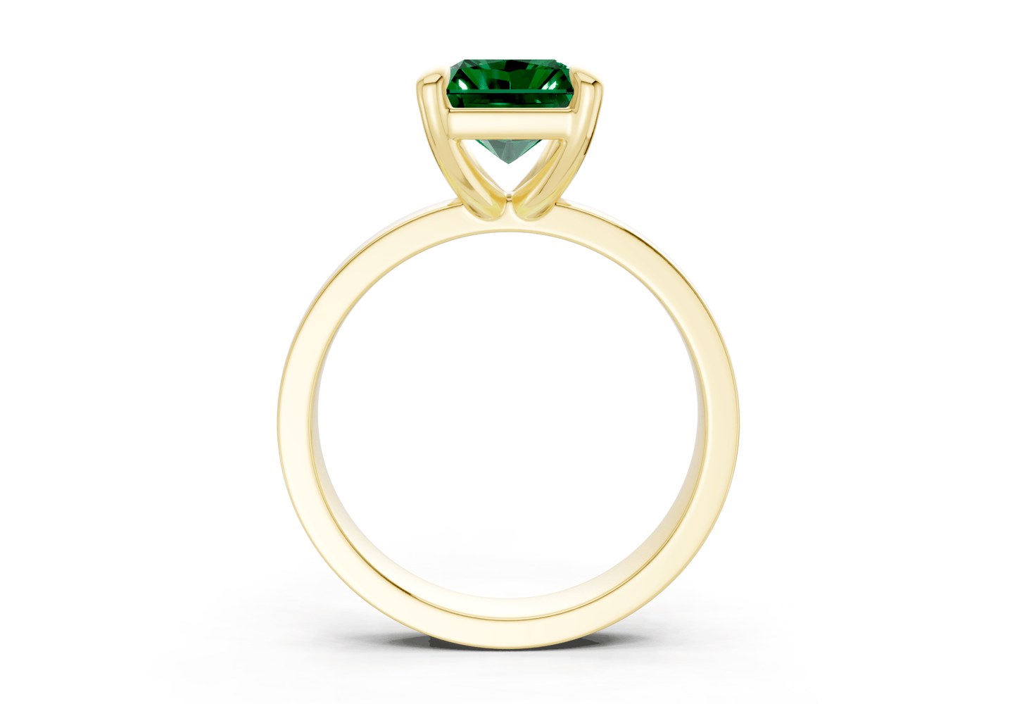 Aspen Emerald Gemstone Solitaire Radiant Cut 3mm Engagement Ring - Ring Premier